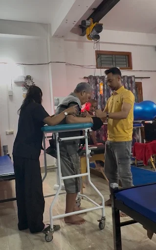 Assisted walking with a walker